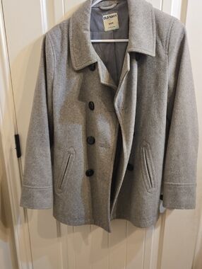 Old Navy Light Gray Double-Breasted Peacoat